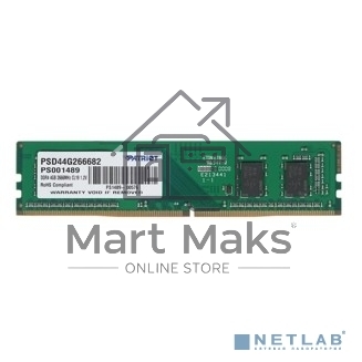Оперативная память Patriot, DDR4, 4GB (1x4 GB), 2666 MHz, CL19, DIMM