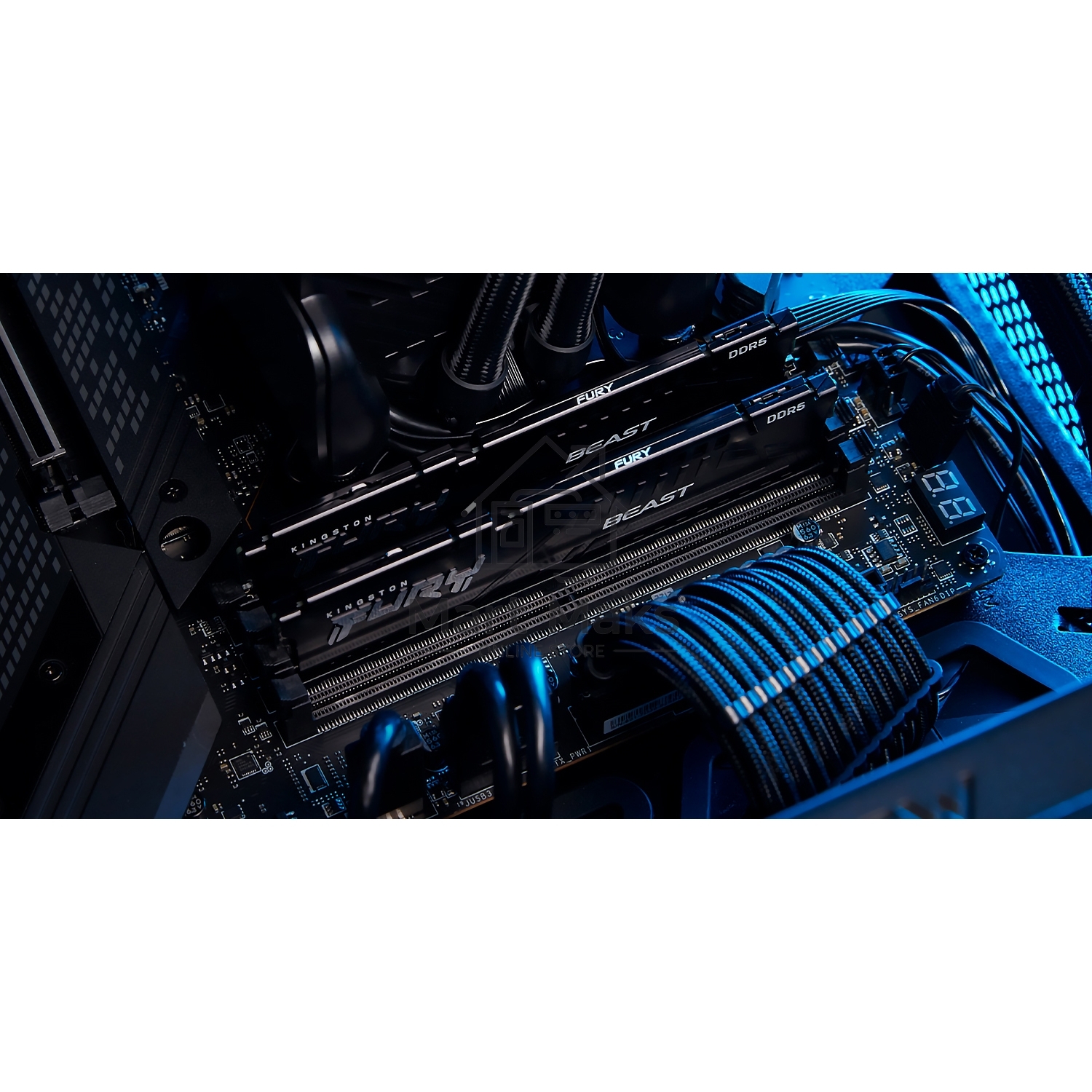 Оперативная память Kingston Fury Beast, DDR5, 32GB (2x16GB), 6000MHz, CL30, DIMM, с радиатором, черный