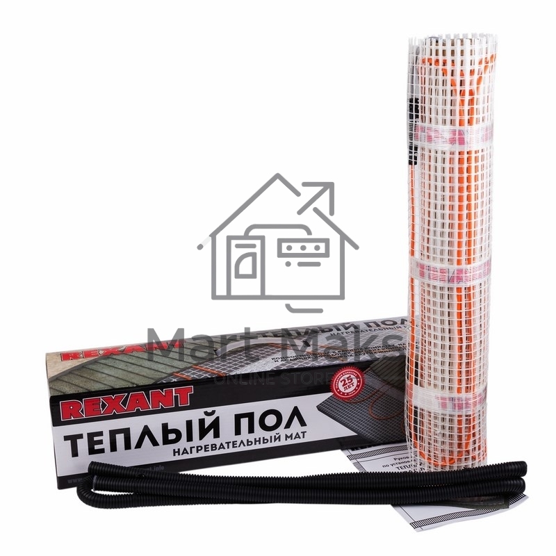 Теплый пол (нагревательный мат) Rexant Extra, площадь 0,7 м2 (0,5 х 1,4 метра), 112Вт, (двух жильный)