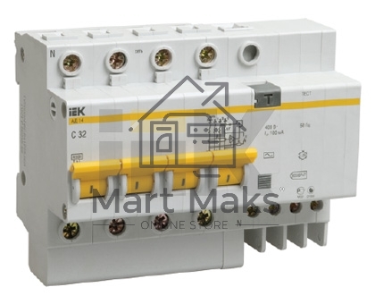 Выключатель автоматическийIek MAD10-4-040-C-030 АД14 4Р 40А30мА ИЭК