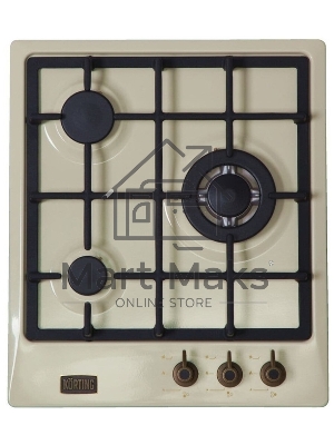 Встраиваемая газовая панель Korting HG 465 CTRB / 3 высокоэффективные конфорки, WOK- сверхмощная конфорка, автоматический электроподжиг, газ-контроль каждой конфорки, передние переключатели, чугунные решетки, цвет-слоновая кость, цвет ручек-бронза