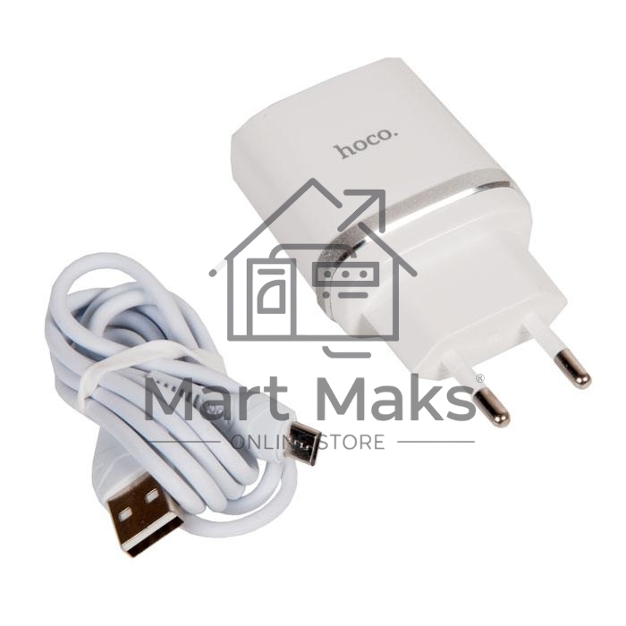 Сетевое ЗУ + Кабель Micro HOCO HC-16286 C12Q/ 1m/ QC 3.0/ 1 USB/ Выход: 5V_9V_12V, 18W, белый