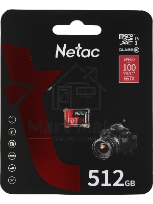Флеш-накопитель NeTac P500 Extreme Pro MicroSDXC 512Gb V30/A1/C10 up to 100Mb/s