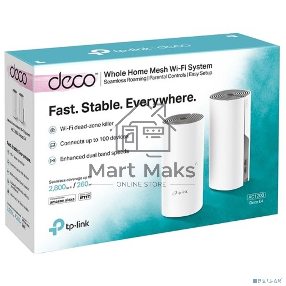 Роутер TP-LINK DECO E4(2-PACK) AC1200 Домашняя Mesh Wi-Fi система