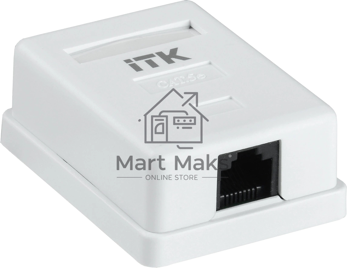Розетка ITK (CS2-1C5EF-12-G) настенная 49.2x62.5x25.2мм крышка RJ45 пластик белый