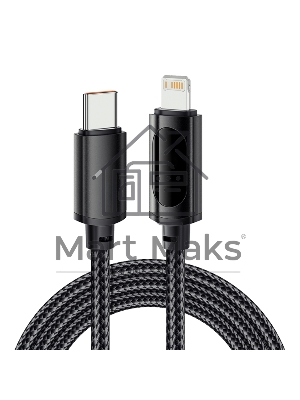 Кабель Rexant Type-C – Lightning для Apple, 3А, 1м, в черной нейлоновой оплетке, с LED-дисплеем