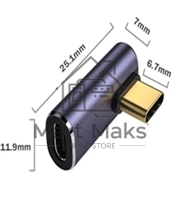 Переходник USB 4 Type C мама-папа угловой тип 1