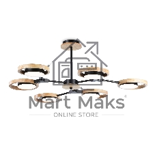 Подвесной светодиодный светильник Ambrella light FL51619/6 BK/LW черный/светлое дерево 3000K/4200K/6400K 42W D825*285 (Без ПДУ)