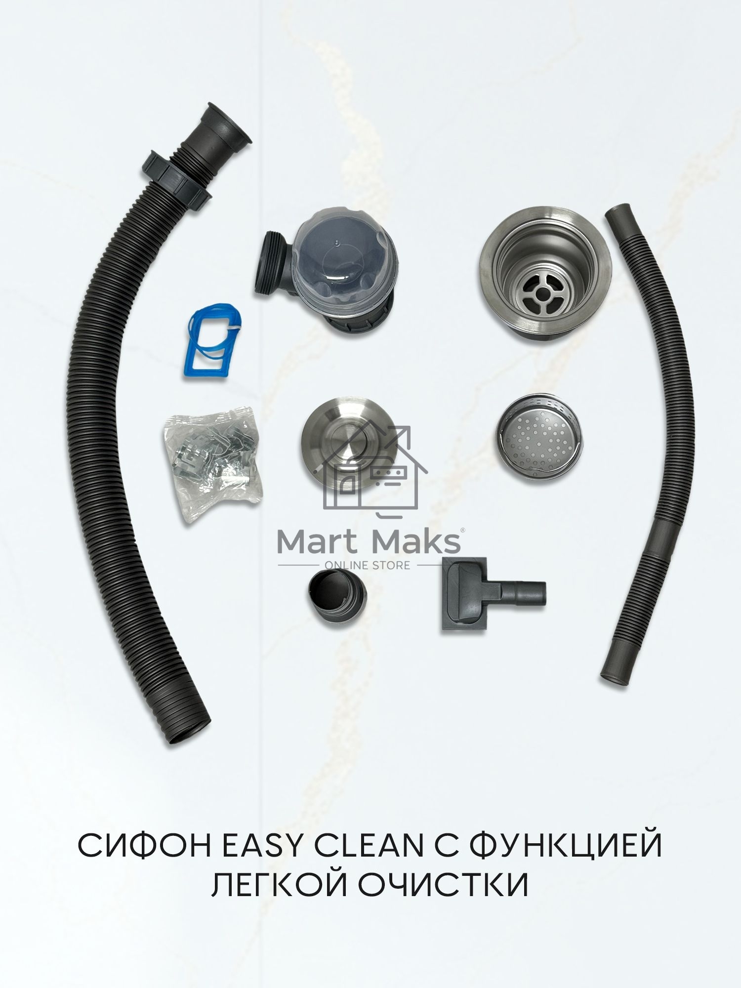 Мойка кухонная из нержавеющей стали BAU SOUL КТ5050S SATIN, сифон EASY CLEAN в комплекте.