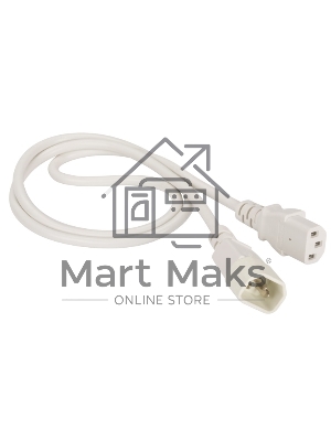 Шнур питания Lanmaster C13-C14, 3х0.75, 220В, 10А, белый, 3 метра