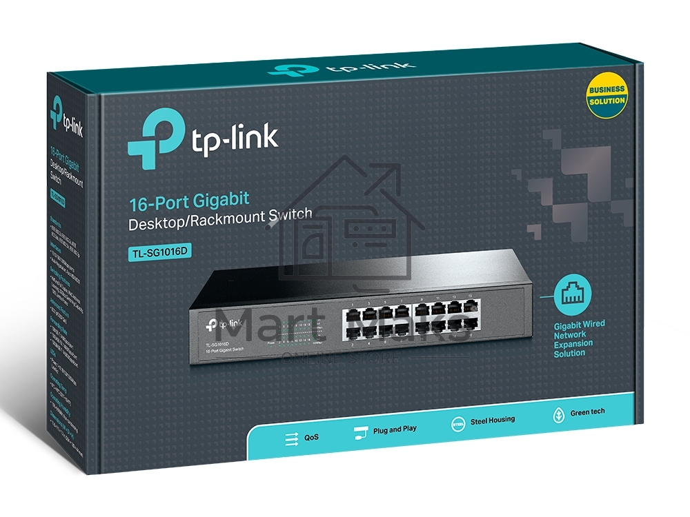 Коммутатор TP-Link SMB TL-SG1016D неуправляемый настольный/19U 16x10/100/1000BASE-T