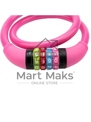 Тросовый кодовый замок взломостойкий для велосипедов и колясок Четыре сезона 65 см розовый 79-0264