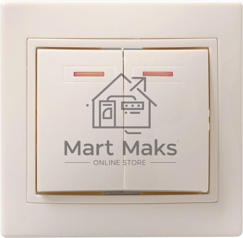 Выключатель 2-кл. СП КВАРТА с инд. 10А IP20 ВС10-2-1-ККм крем. ИЭК EVK21-K33-10-DM