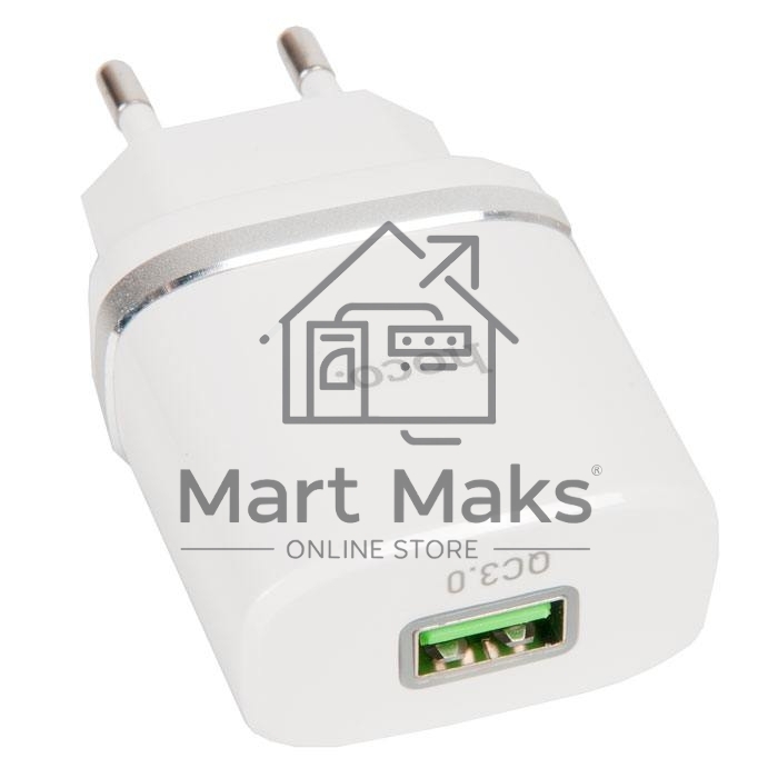 Сетевое ЗУ + Кабель Micro HOCO HC-16286 C12Q/ 1m/ QC 3.0/ 1 USB/ Выход: 5V_9V_12V, 18W, белый