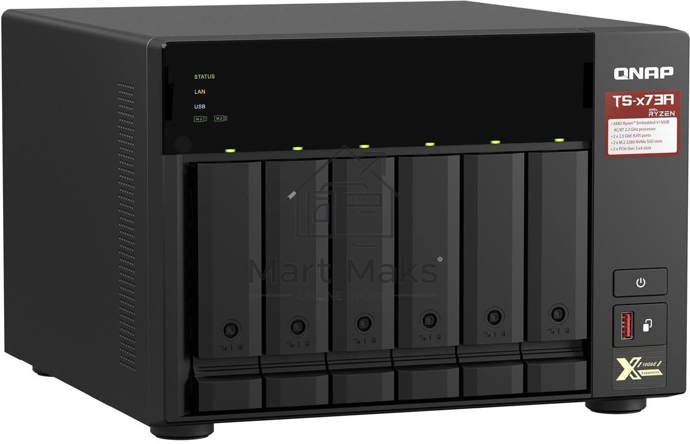 Сетевое хранилище без дисков SMB QNAP TS-673A-8G NAS, 6 trays 3,5