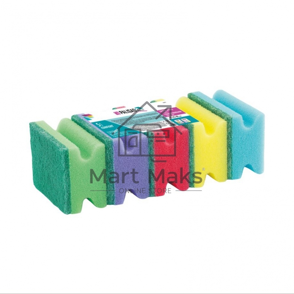 Губки для посуды профильные, 87x65x40 мм, 5 шт., HomePalisad