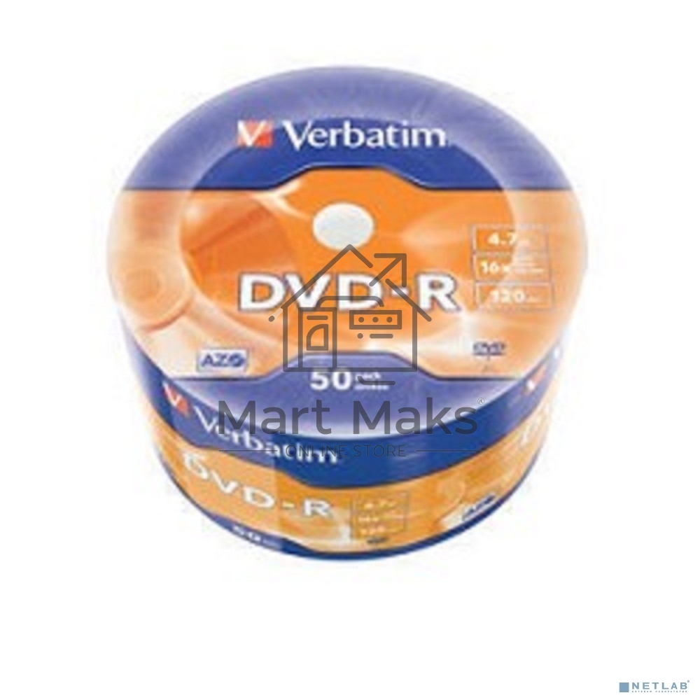 Диск DVD-R Verbatim 4.7Gb 16x Cake Box (50шт) (43788)