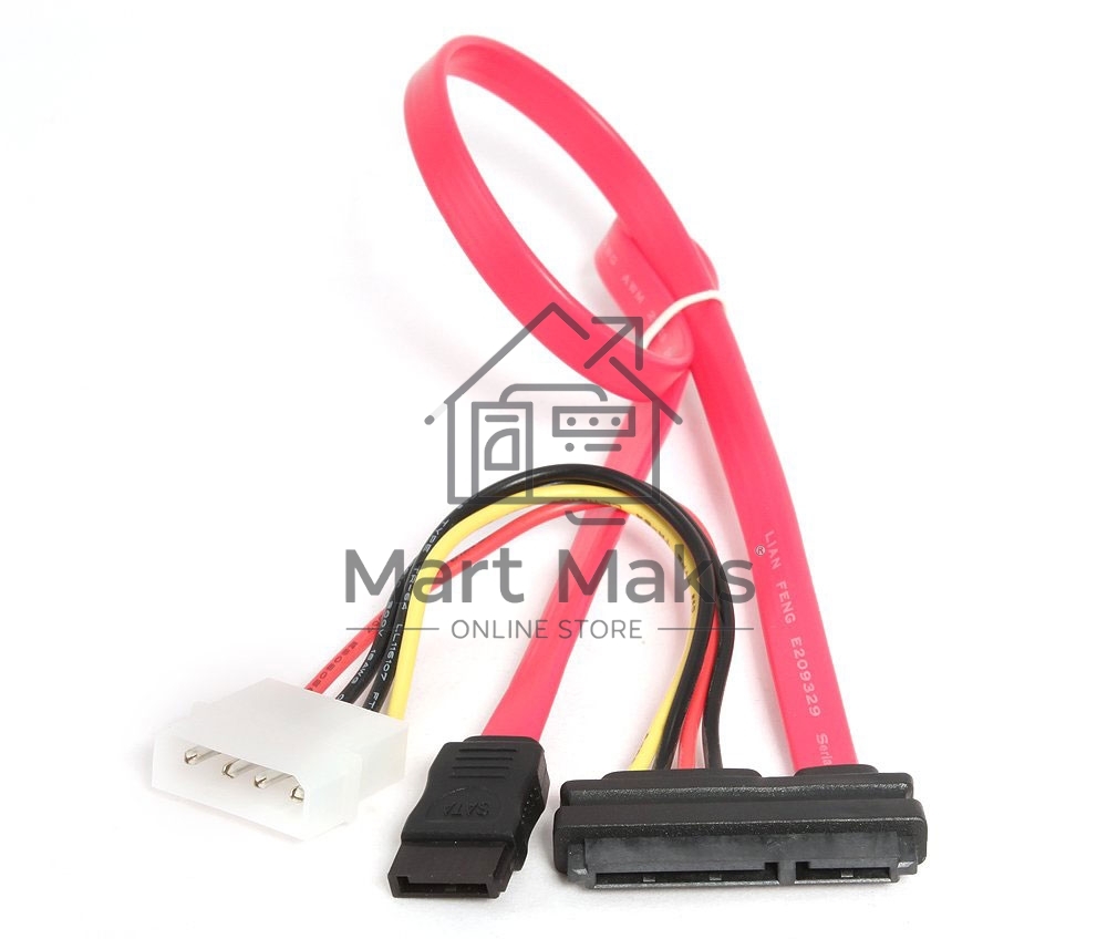 Кабель Combo SATA Cablexpert CC-SATA-C1-N, Molex 4pin(M)+Sata 7pin(M) / Sata 15pin+7pin(F), медн.проводник, пакет