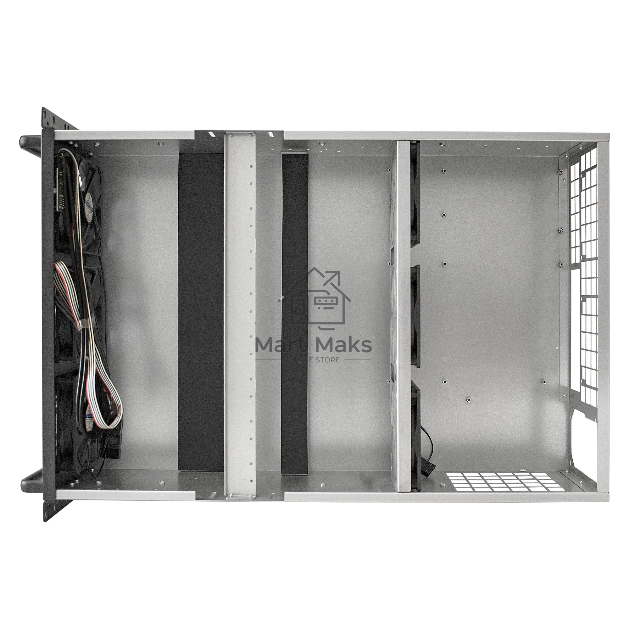 Корпус для майнинга ExeGate EX288960RUS Pro 8-650 без БП, 2*USB, 6*fan 120мм, места под: 8 видеокарт, 1 БП