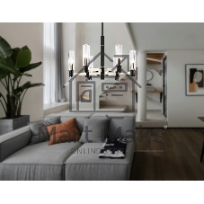 Люстра Ambrella light LH55501/6 SN/BK/CL сатин никель/черный/прозрачный E14*6 max 40W D570*760