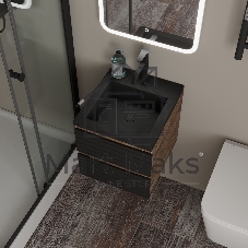 Тумба под раковину Bau Stil Loft black brushed, раковина кварцевая BAU Stil 40, черный металлик