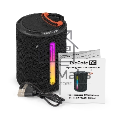 Портативная BT-колонка ExeGate Friend EPS-45 (5Вт, 50-20000Гц, Bluetooth, с поддержкой USB и TF/microSD карт, FM, Li-Ion 500mAh, цвет черный, RGB подсветка, зарядка USB Type-C, Color Box)