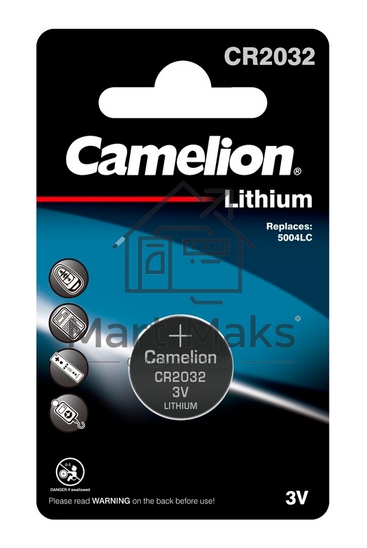 Элемент питания литиевый Camelion CR CR2032 BL-1 (блист.1шт)