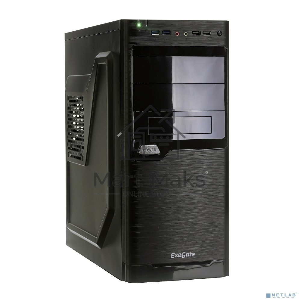 Компьютерный корпус Miditower Exegate XP-330U Black, ATX, <XP350, Black,120mm>, 2*USB+2*USB3.0, Audio