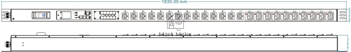 Блок распределения питания Powercom PDU-32AVMS24-14C3-10C9-1P
