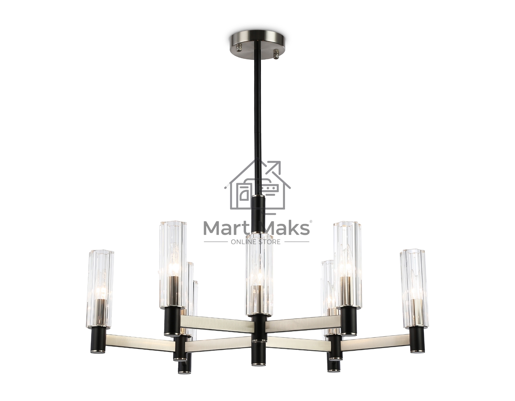 Люстра Ambrella light LH55503/9 SN/BK/CL сатин никель/черный/прозрачный E14*9 max 40W D760*760