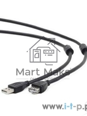 Кабель Gembird/Cablexpert CCF2-USB2-AMAF-15 USB 2.0, AM/AF, 4.5м, экран, 2феррит.кольца, черный, пакет