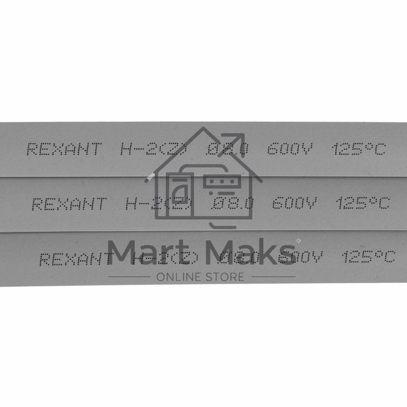 Термоусаживаемая трубка Rexant 8,0/4,0 мм, серая, упаковка 50 шт. по 1 м