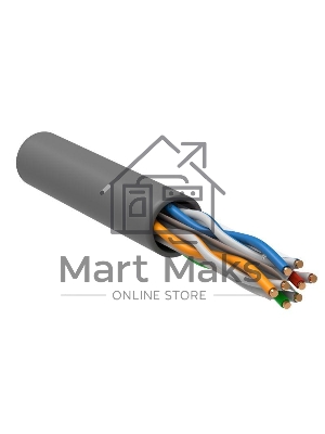 Кабель связи ITK витая пара U/UTP, кат.6, 4 пары 23AWG solid, 305м, ПВХ, серый