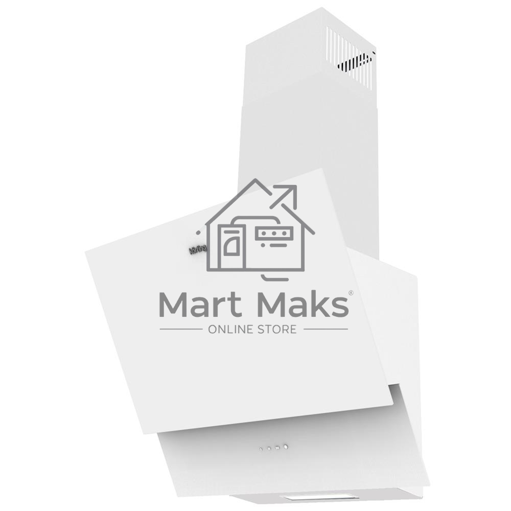 Вытяжка наклонная Korting KHC 65070 GW / 60см, электронное сенсорное управление Touch, 3 режима, 450 м3/ч., таймер, алюминиевый жировой фильтр, лампы освещения LED, ур.шума 50 дб, белое стекло