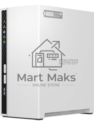 Сетевое хранилище SMB QNAP TS-233 NAS 2 HDD trays. ARM 4-core Cortex-A55 2.0GHz, ram 2 Gb (max), 1x1GbE, 2xUSB 2.0 port,1xUSB 3.2 Gen 1