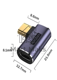 Переходник USB 4 Type C мама-папа угловой тип 2