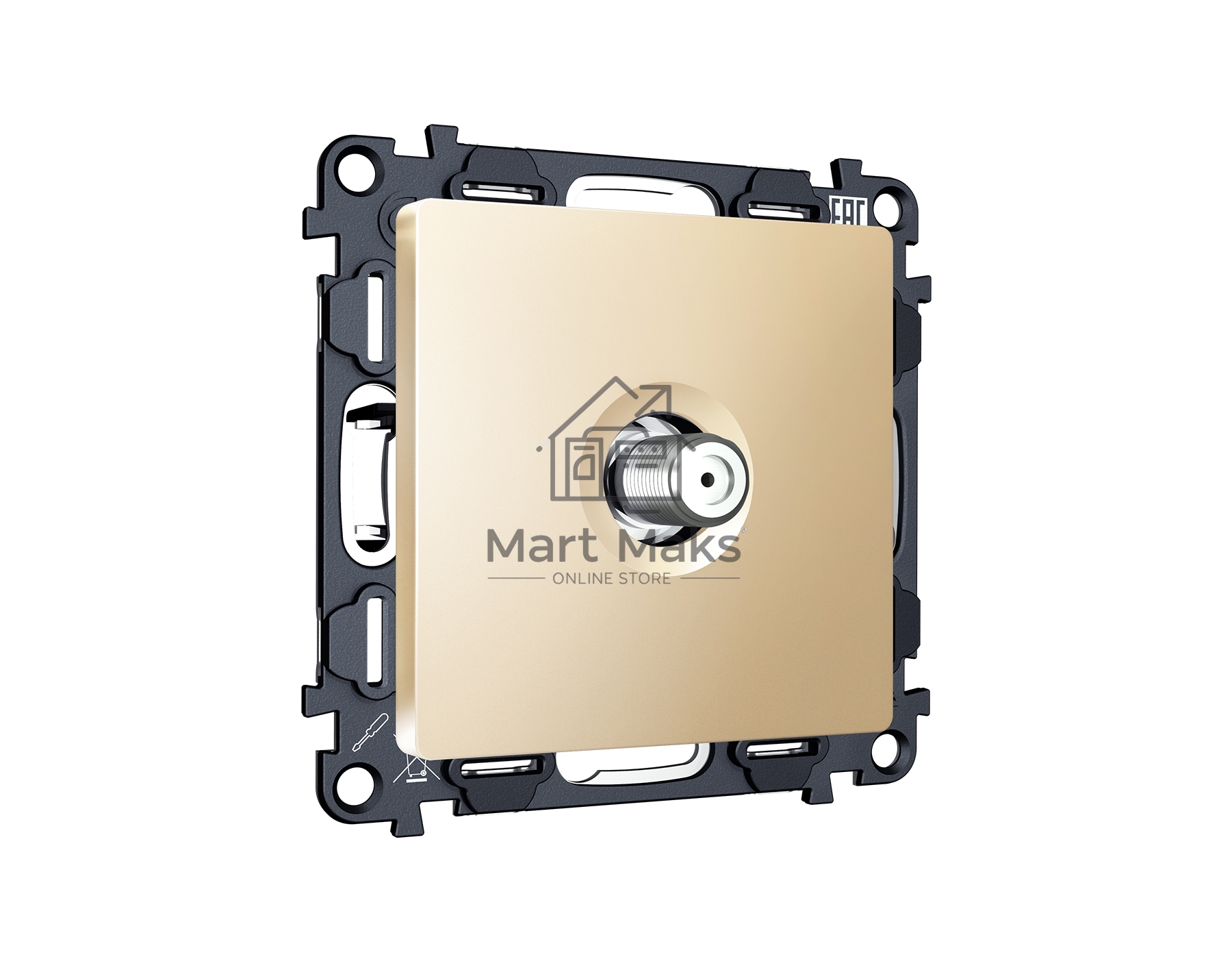 Комплект механизма TV розетки SAT 5-2400MHz 3.5dB ALFA Шампань QUANT (AP6130, VM215) MA613050