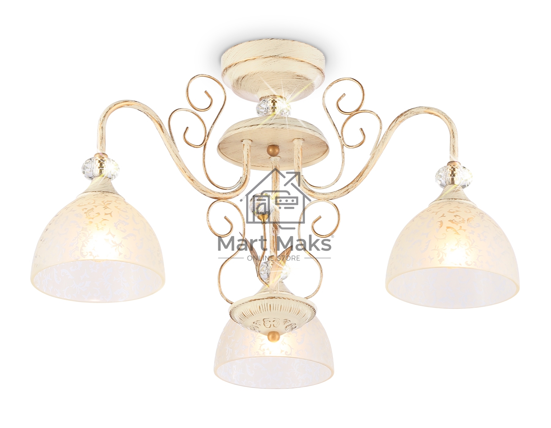 Светильник Ambrella light TR3055/3 BG/GD/FR бежевый/золото/белый матовый E27/3 max 40W D600*380