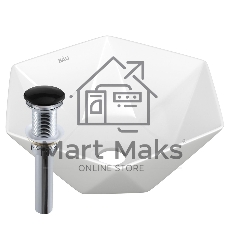 Раковина накладная на столешницу BAU Crystal 40х40, белая + выпуск клик-клак, черный