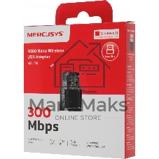 Сверхкомпактный USB-адаптер Mercusys MA12N с поддержкой Wi-Fi N300