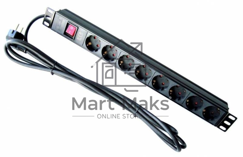 Аксессуар ЦМО Блок розеток Rem-16 с выкл., 8 Schuko, 16A, алюм., 19