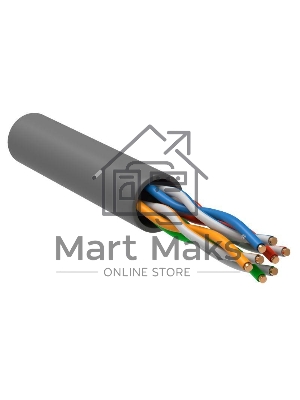 Кабель связи витая пара U/UTP, кат.5E, 4 пары 24AWG solid, 305м, ПВХ, серый