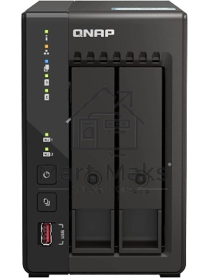 SMB QNAP TS-253E-8G NAS, 2-tray w/o HDD. 2xHDMI-port. 4-core Celeron J6412 2-2.6 GHz, 8Gb DDR, 2x2.5Gb LAN, 2 x M.2 2280 PCIe Gen 3 x2, 2x USB 3.2 Gen 2 (10Gbps) Port, 2x USB 2.0 port