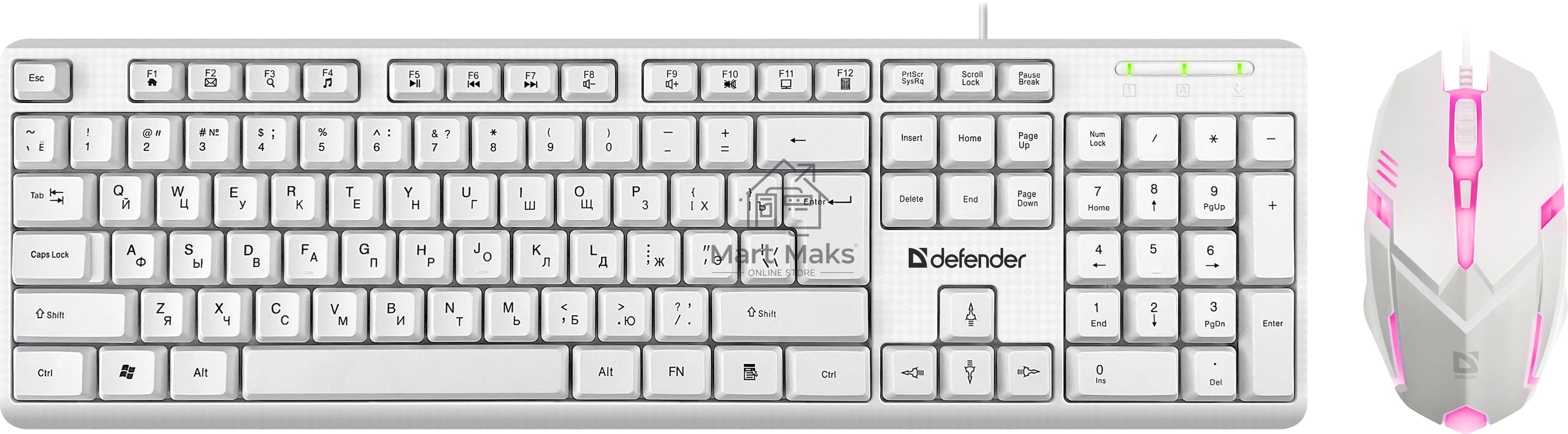 Клавиатура + мышка Defender LINE MOTION C-977 RU WHITE