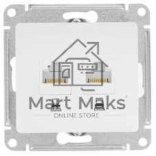 Механизм розетки комп. 2-м Glossa RJ45+RJ45 кат. 5е белый SchE GSL000185KK