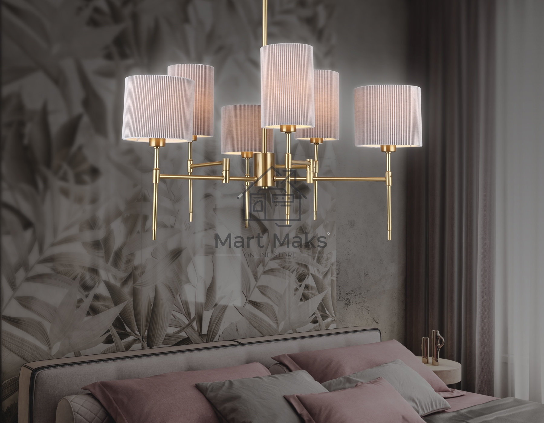 Люстра Ambrella light LH72381/6 BS/GR латунь/серый E14*6 max 40W D690*705