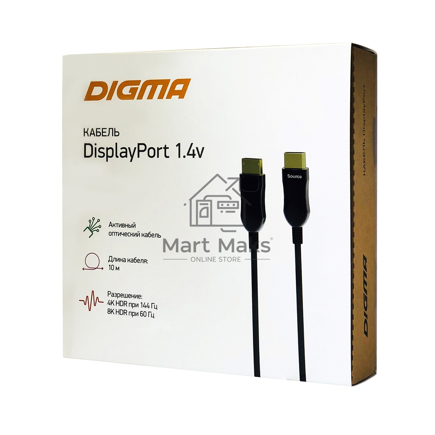 Кабель аудио-видео Digma 1.4v AOC DisplayPort (m)/DisplayPort (m) 10м. Позолоченные контакты черный (BHP DP 1.4-10)