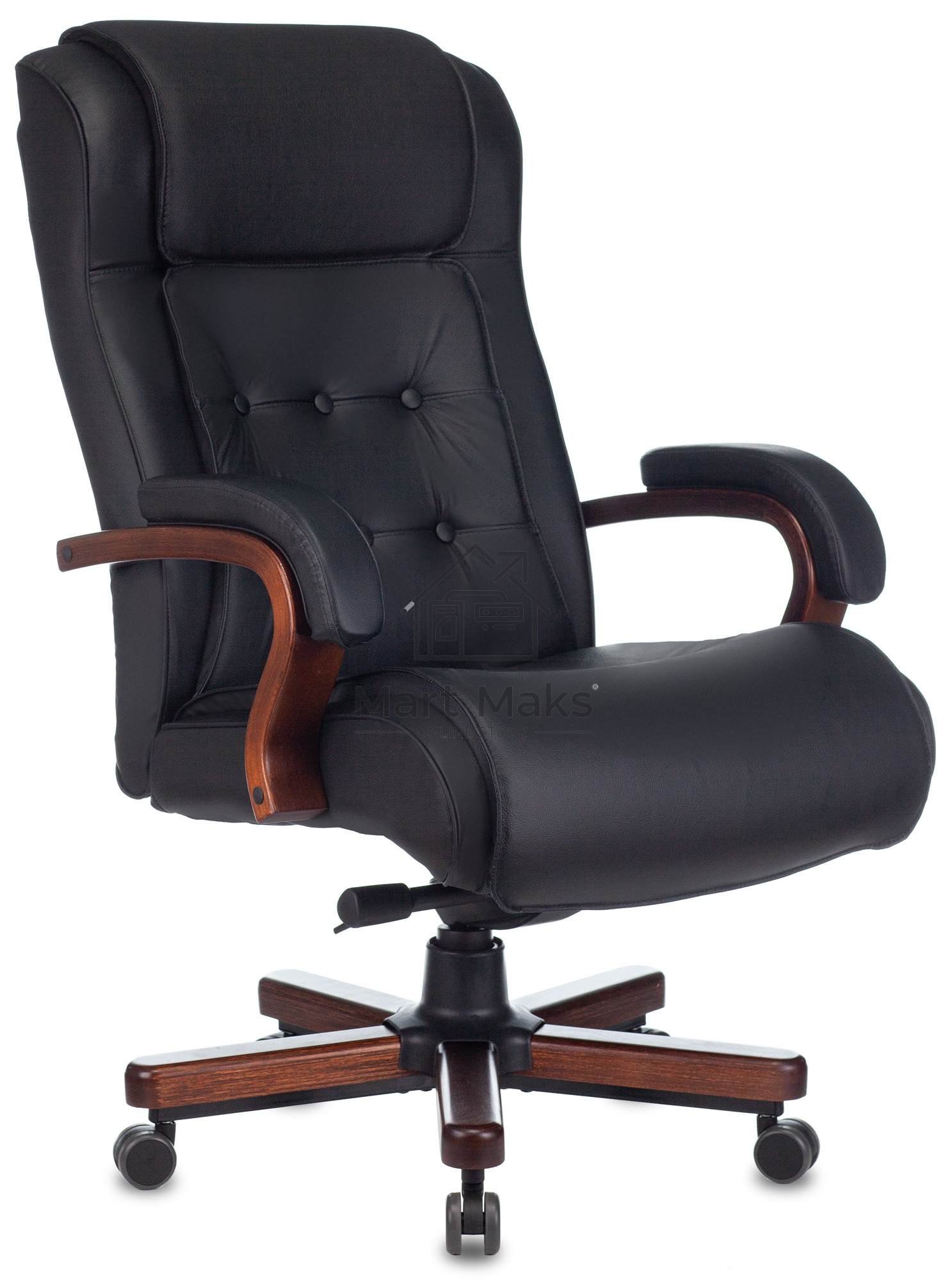 Кресло руководителя Бюрократ T-9926WALNUT черный, кожа, крестовина металл/дерево