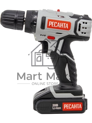 Дрель-шуруповерт аккумуляторная Ресанта ДА-20-2ЛК 75/14/11, Аккумуляторная, 20В, 2 АКБ, Кейс