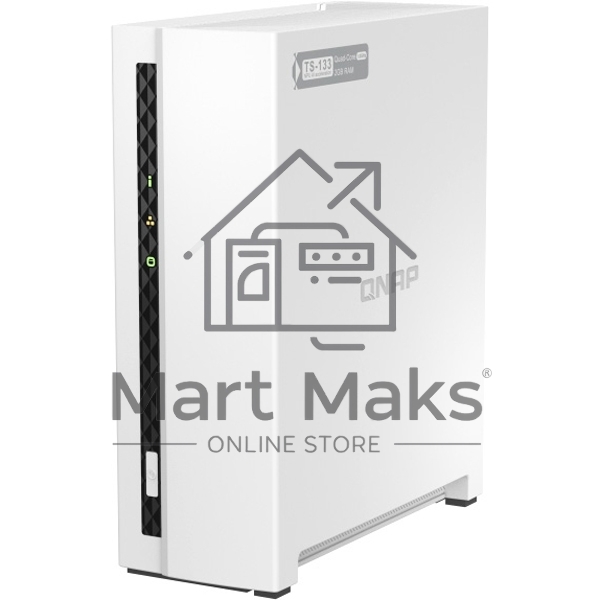 Сетевое хранилище SMB QNAP TS-133 NAS 1 HDD tray. ARM 4-core Cortex-A55 1.8GHz, ram 2 GB (max), 1x1GbE, 1xUSB 2.0 port,1xUSB 3.2 Gen 1